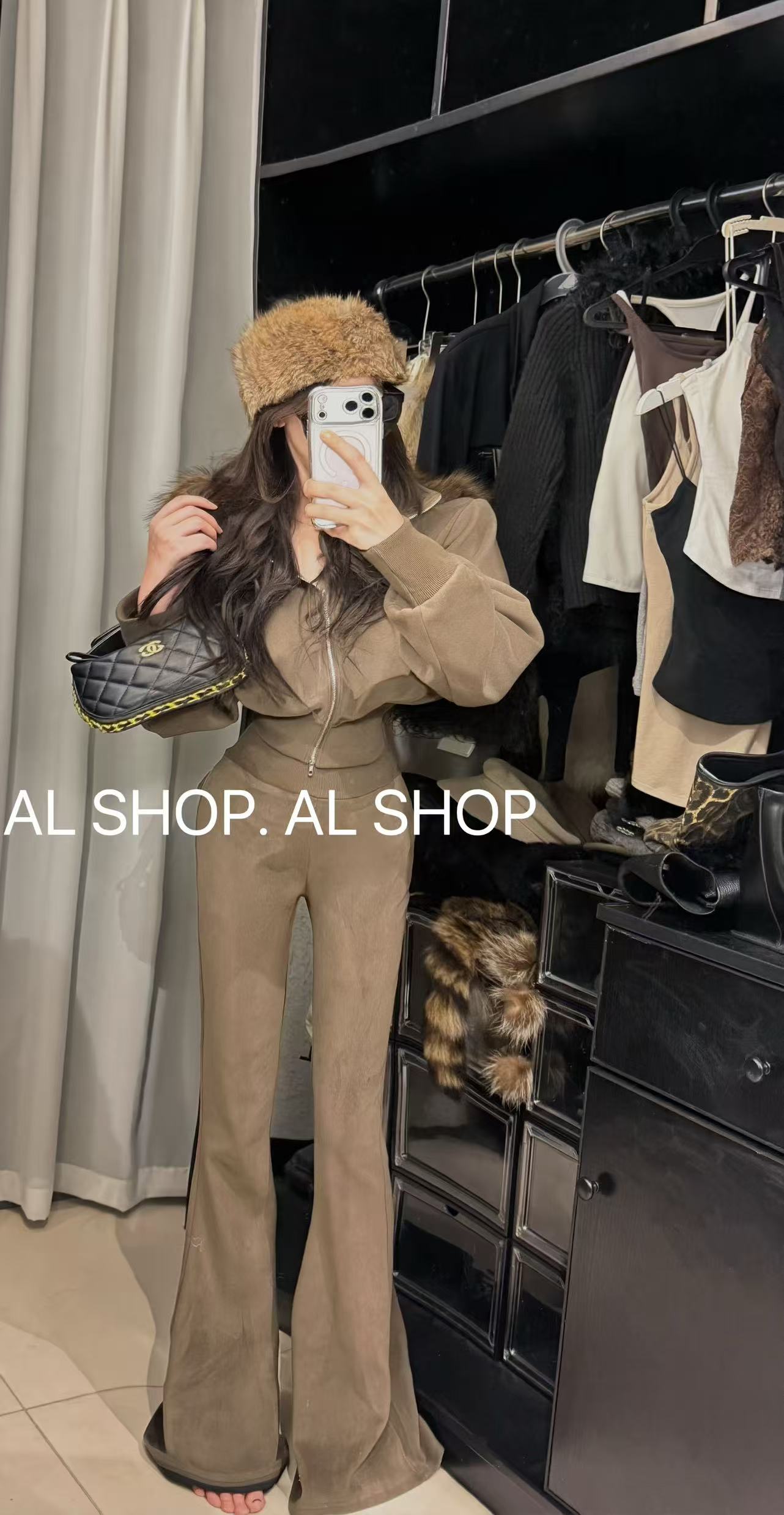 AL SHOP【按头安利】韩系时尚休闲百搭毛绒感外套+裤子两件套