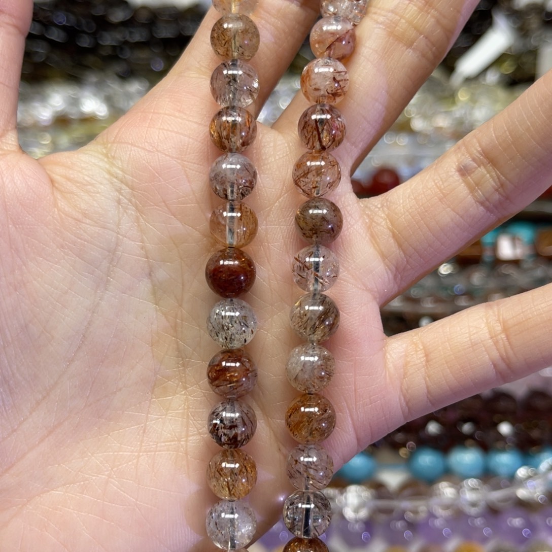 水晶颈饰未镶嵌天然黑金超7卡长条38厘米