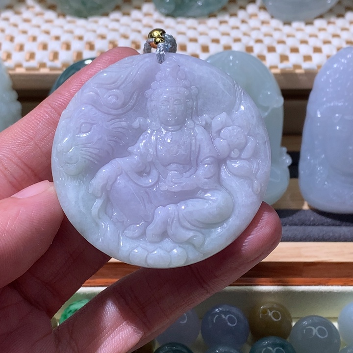 翡翠未镶嵌颈饰炸货 观音牌