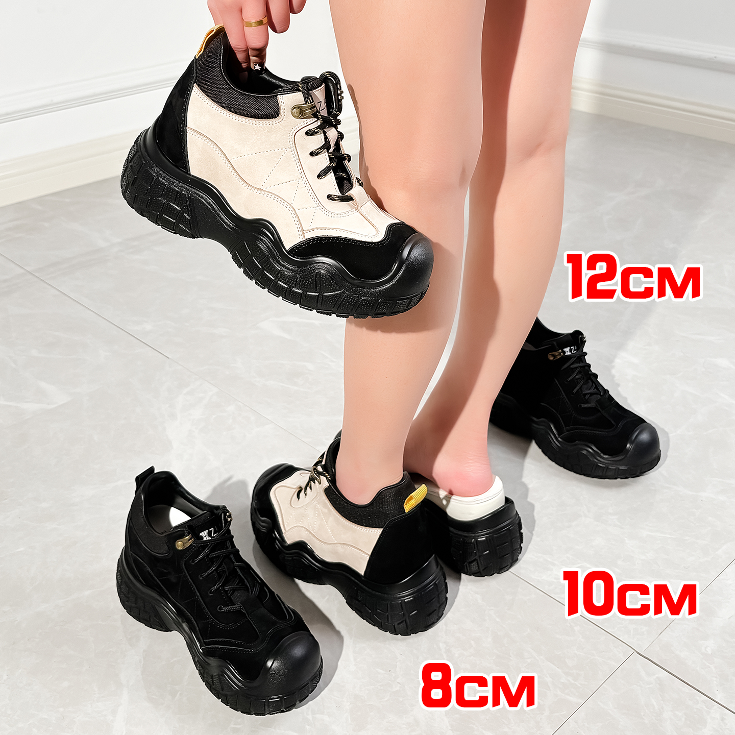 张匠人小个子12公分内增高徒步登山鞋10cm防滑户外运动百搭老爹鞋