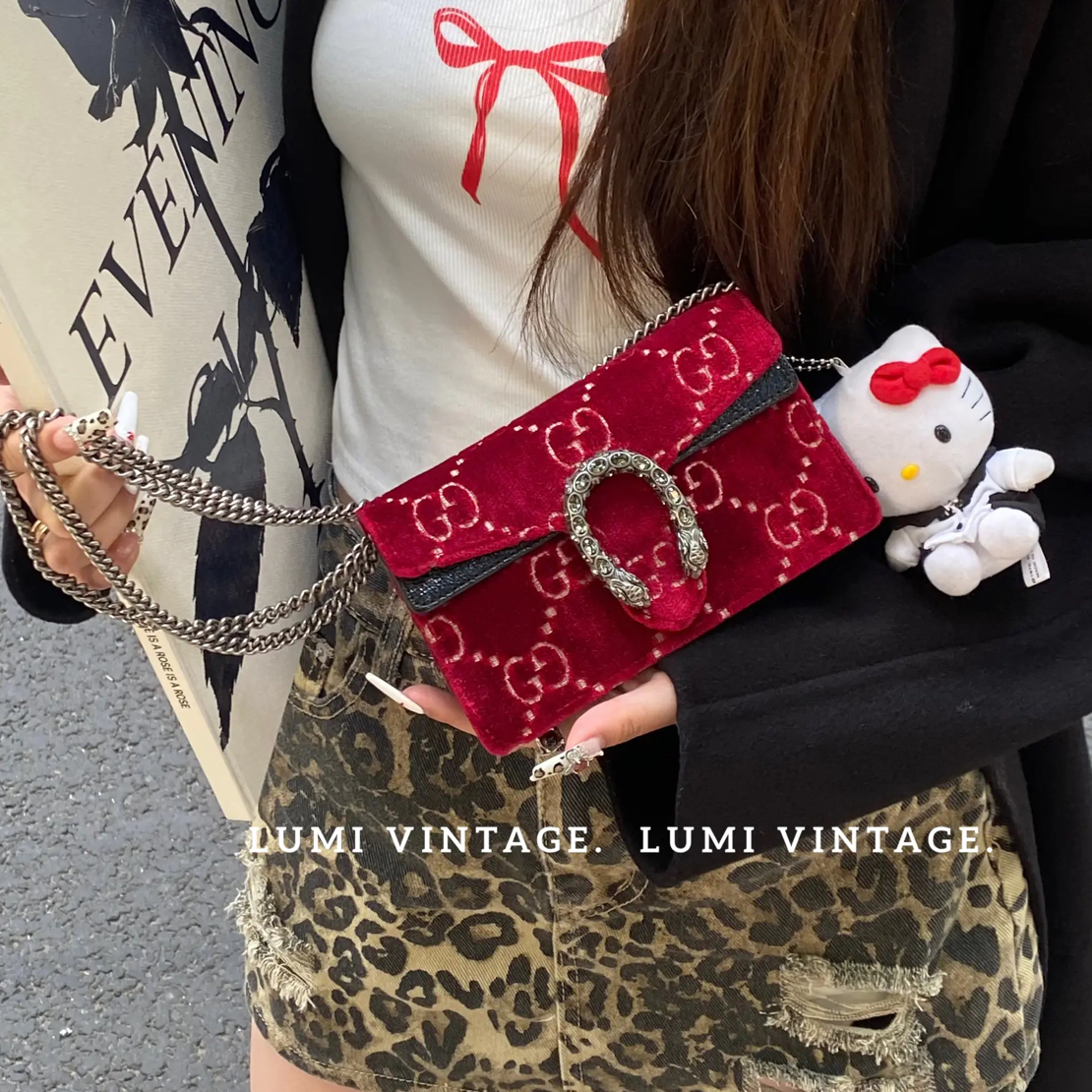 95新 GUCCI/古驰 mini丝绒酒神单肩包15755482