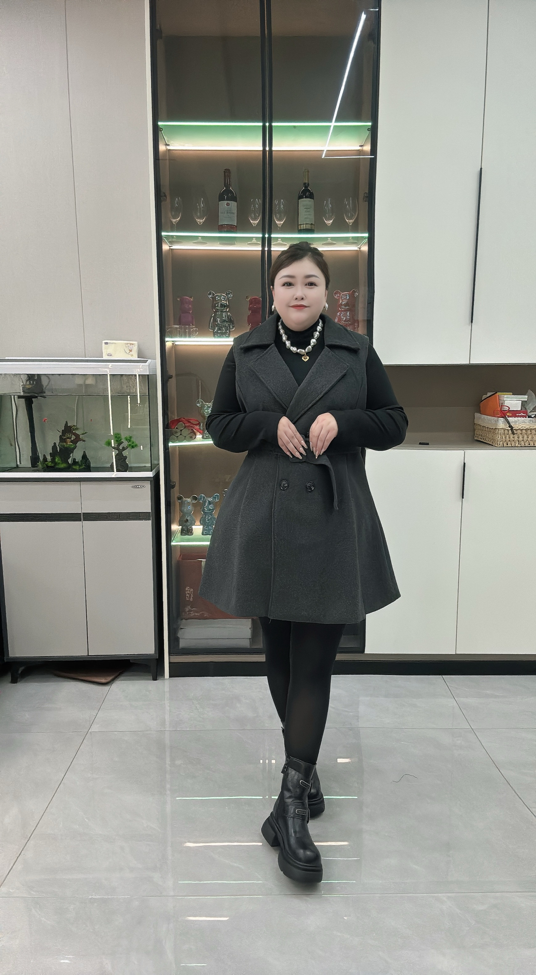 大码女装秋冬韩版洋气西装领马甲裙配打底衫两件套法式赫本风套装