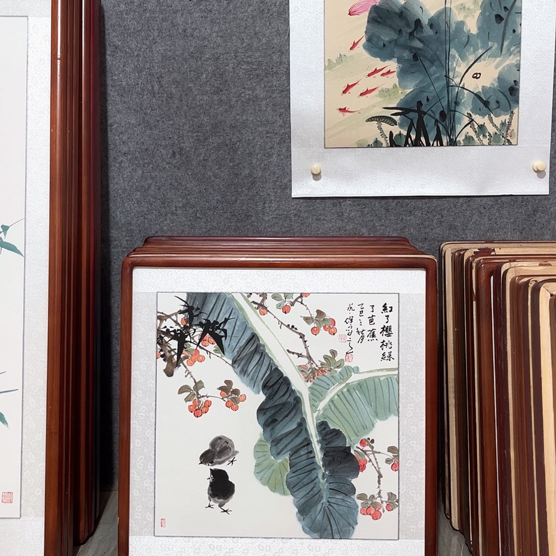 国画书画作品带框63×63