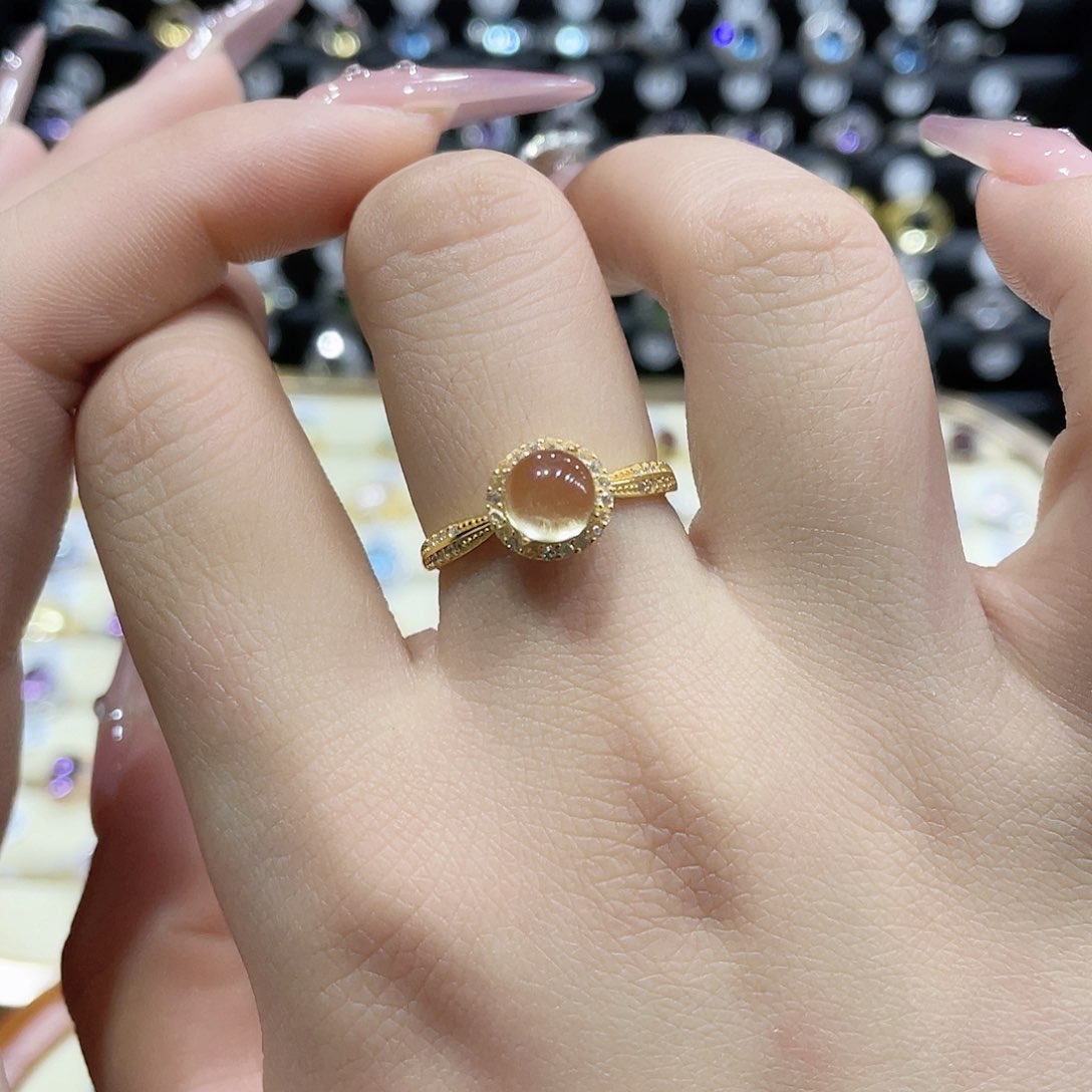 黄晶戒指银S925镶嵌戒指