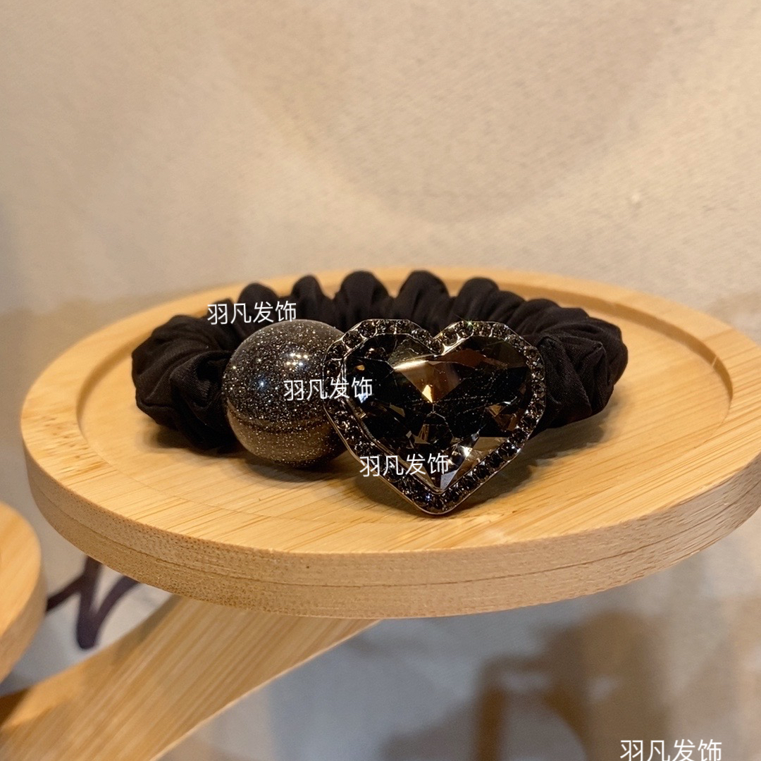 羽凡原创设计2339【晶石之满钻桃心】轻奢发绳气质时尚百搭头饰头绳