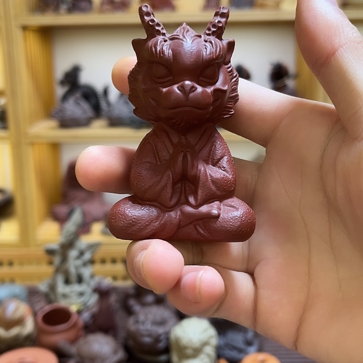 茶宠紫砂紫砂双手合十小龙仙茶宠摆件