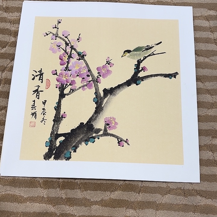 国画花鸟等图案为一体而