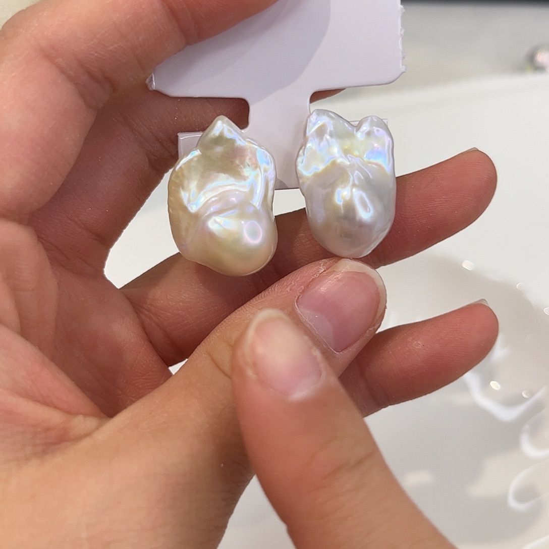 耳饰银S925镶嵌淡水珍珠