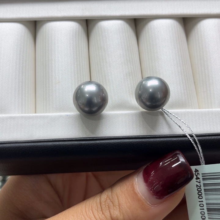 海水珍珠耳饰18K金镶嵌12-13mm