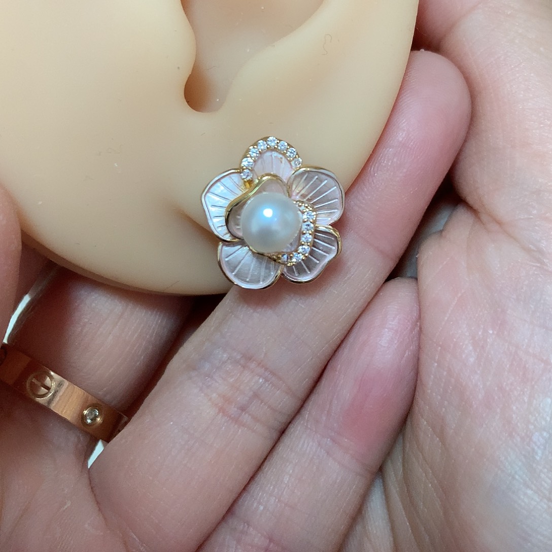 淡水珍珠耳饰合金