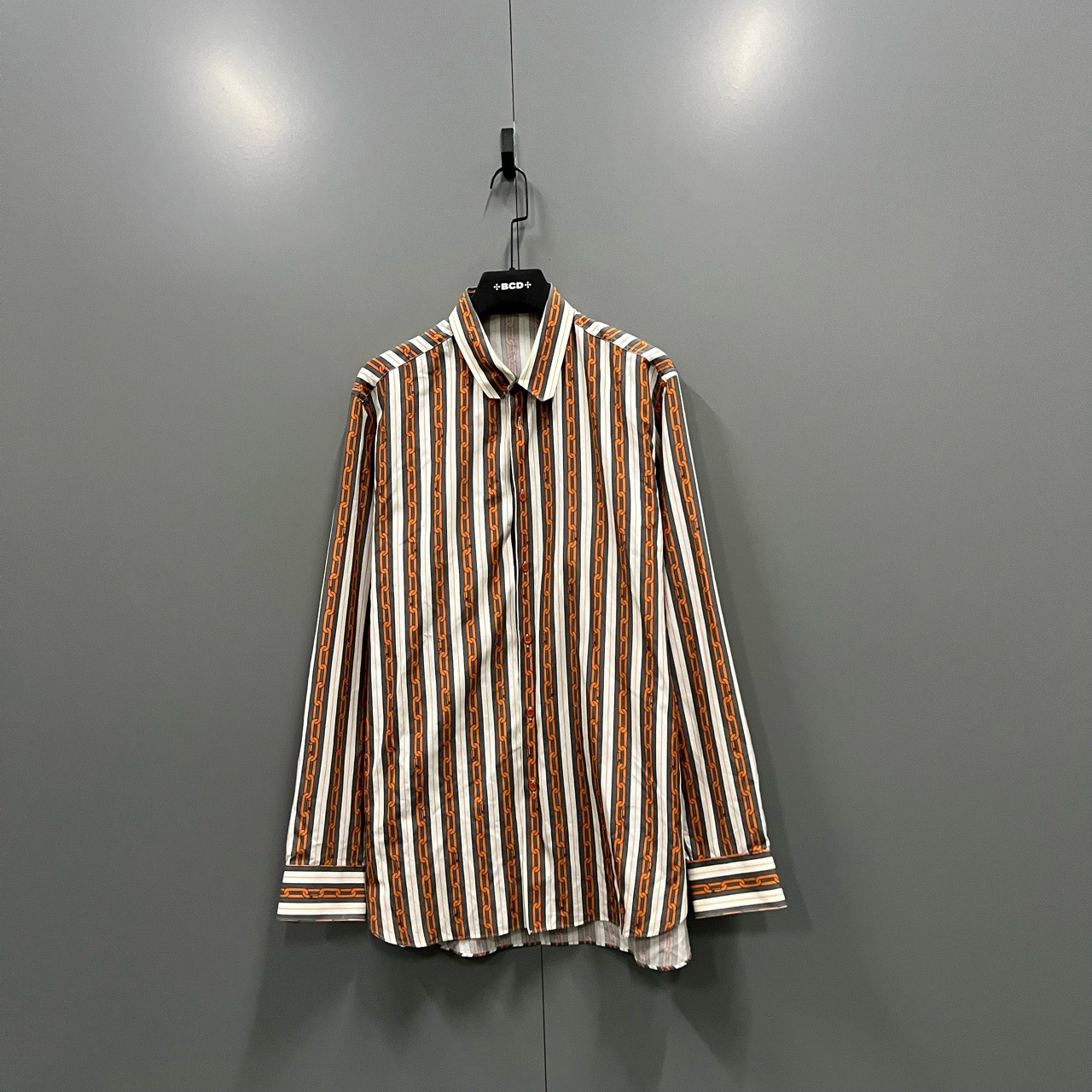 95新 LouisVuitton/路易威登 (ll) lv 链条条纹满印衬衫 XL码