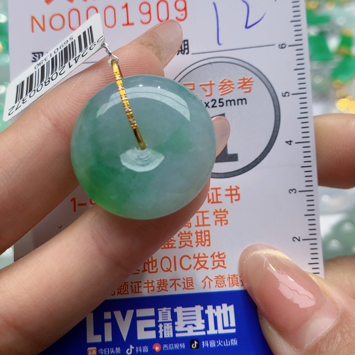 翡翠颈饰18K金镶嵌平安扣