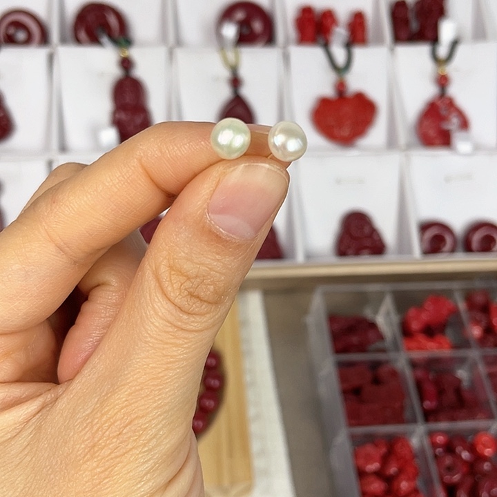 淡水珍珠耳饰银S925镶嵌