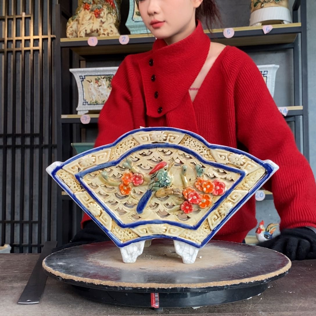 红陶金7扇形白色