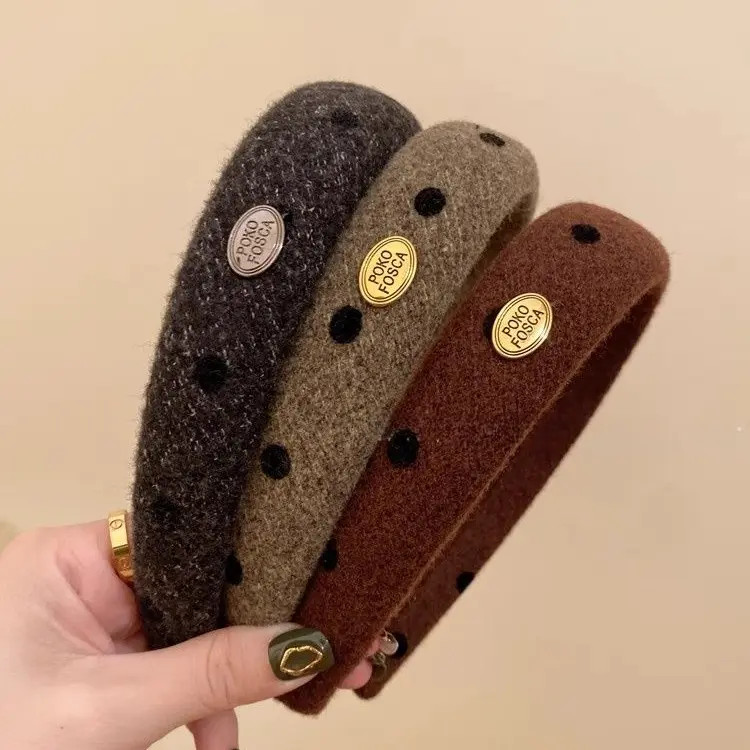 法式高级感毛呢高颅顶发箍气质甜美波点头箍女新款百搭发卡