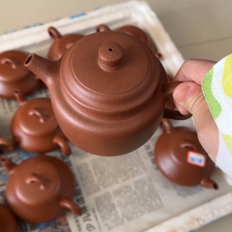 紫砂茶壶逍*哥红降坡泥330c c