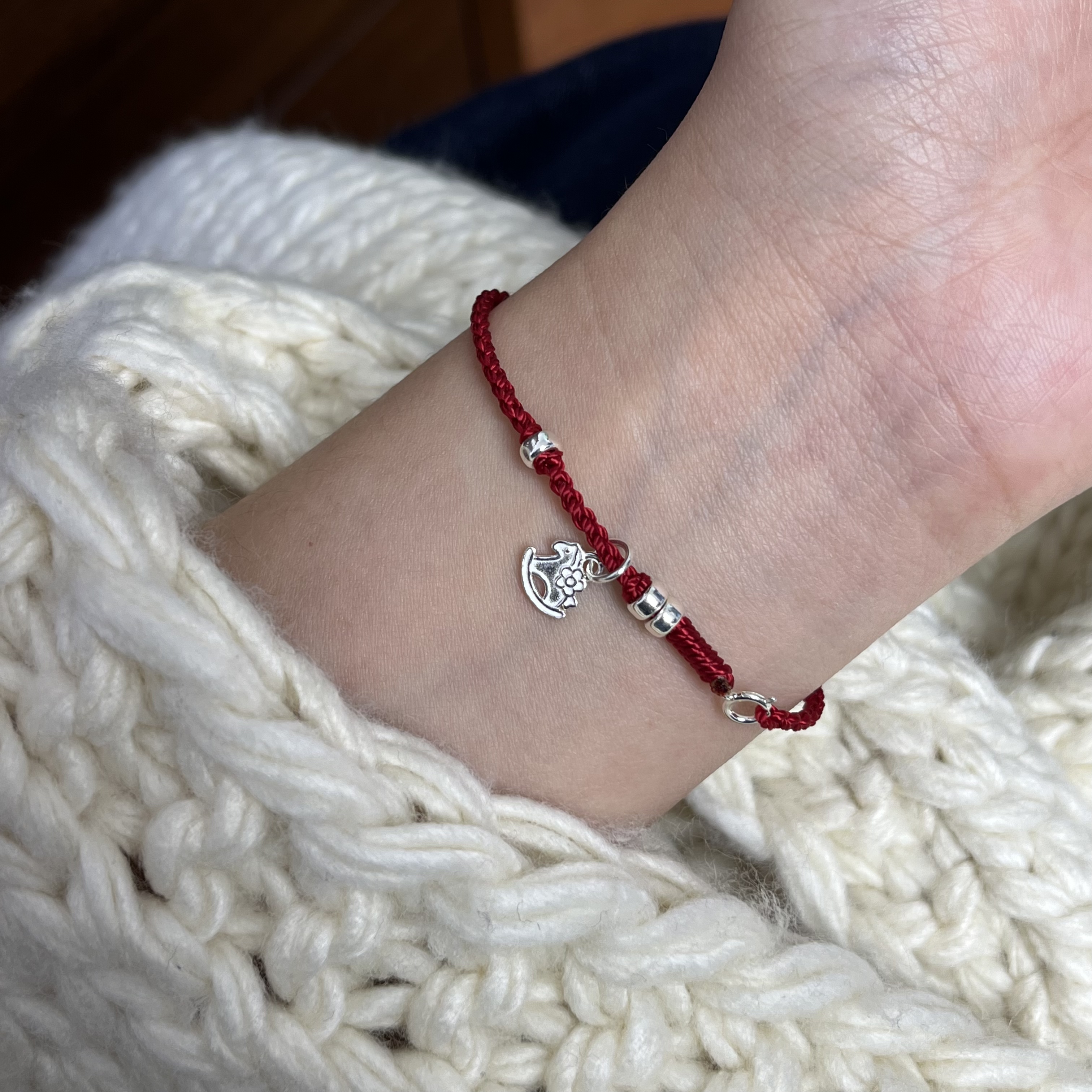 925银布艺手链 高级简约百搭气质时尚日韩 马上有钱花红绳手链