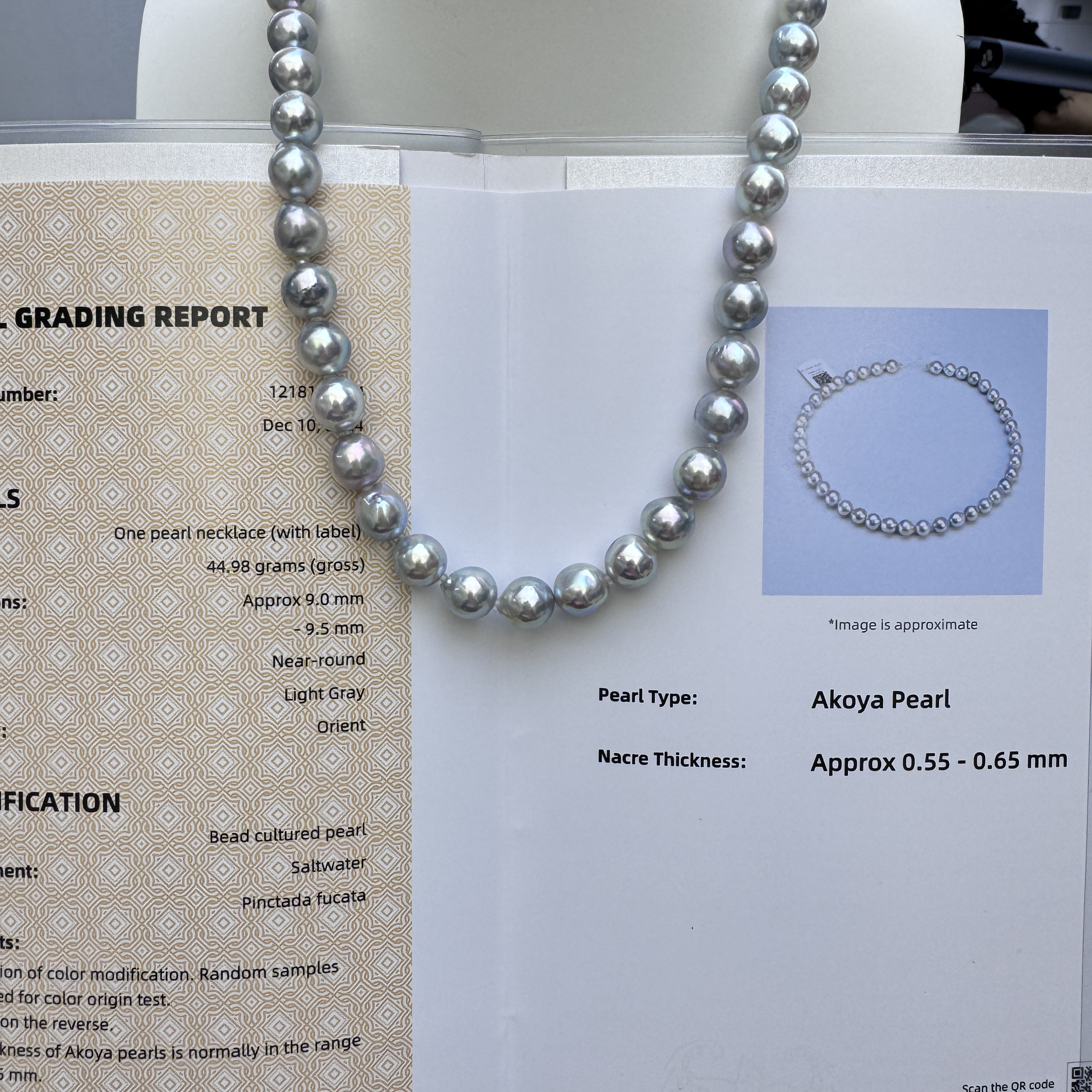 吉尔德大证 天然海水珍珠akoya炫彩真多麻巴洛克项链9-10mm