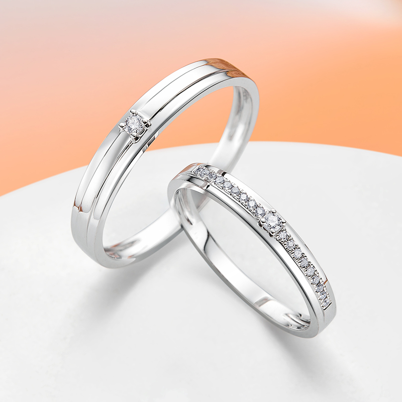 喜钻官方旗舰店誓言PT950铂金白金钻石真钻情侣求婚戒指对戒9314