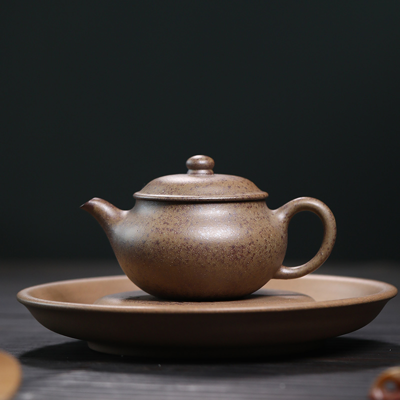 大吉羊柴烧 宜兴紫砂壶小容量茶壶 原矿本山绿泥圆炉120ml庄杰