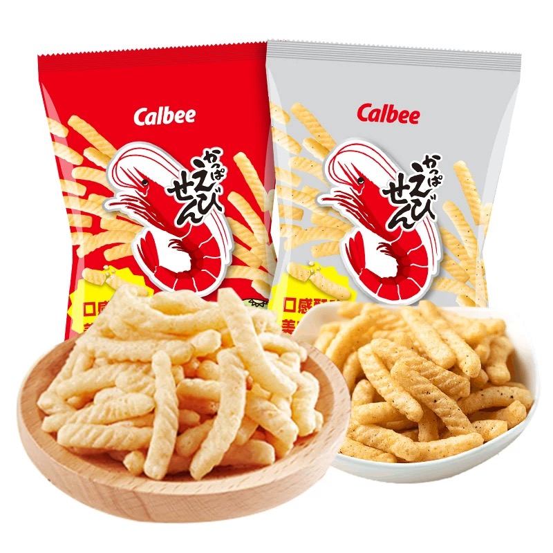 【26年2月28到期】卡乐比河童虾条4包 原味 黑胡椒味