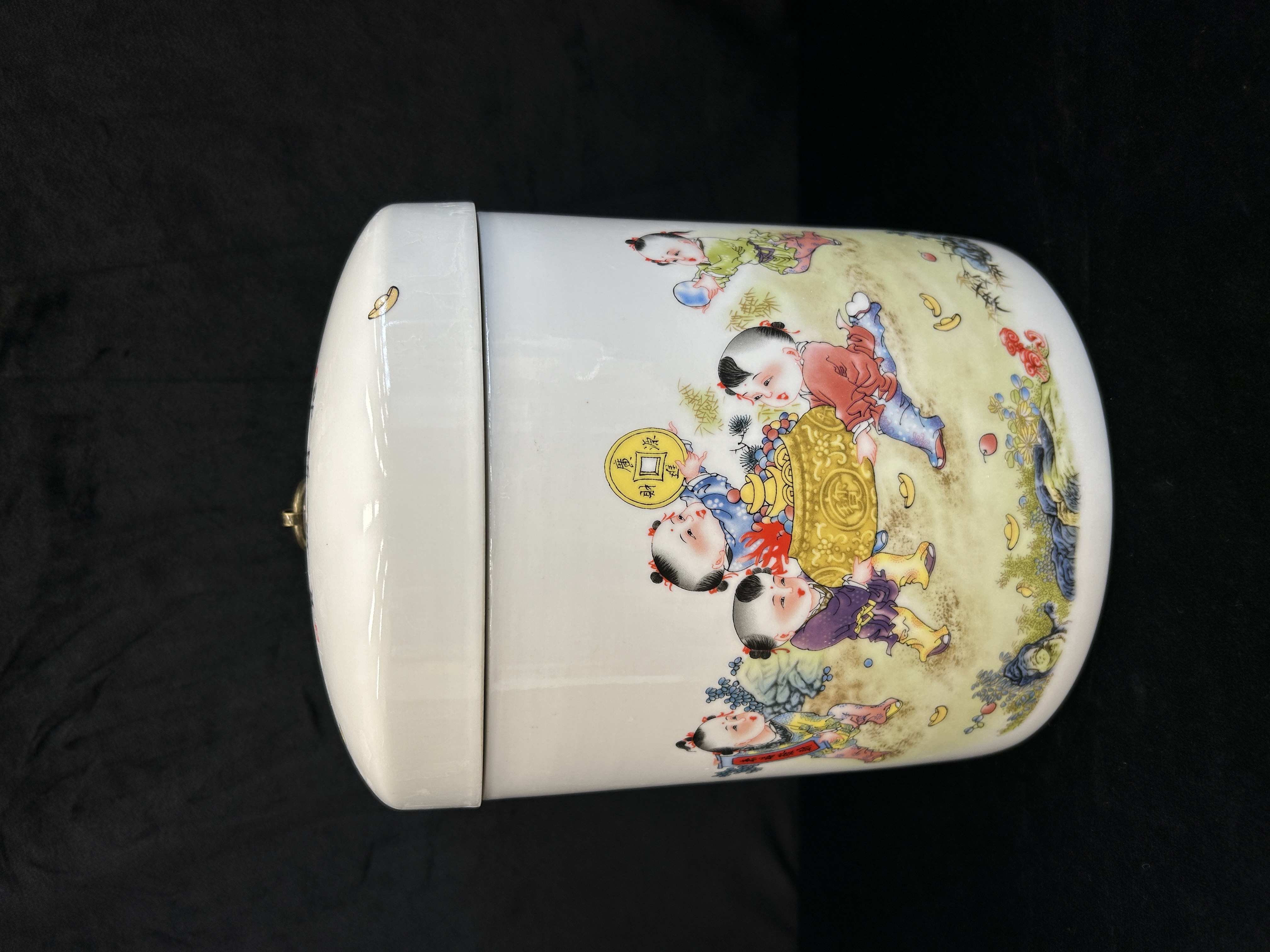 景德镇陶瓷-招财进宝储物罐-10斤+底座