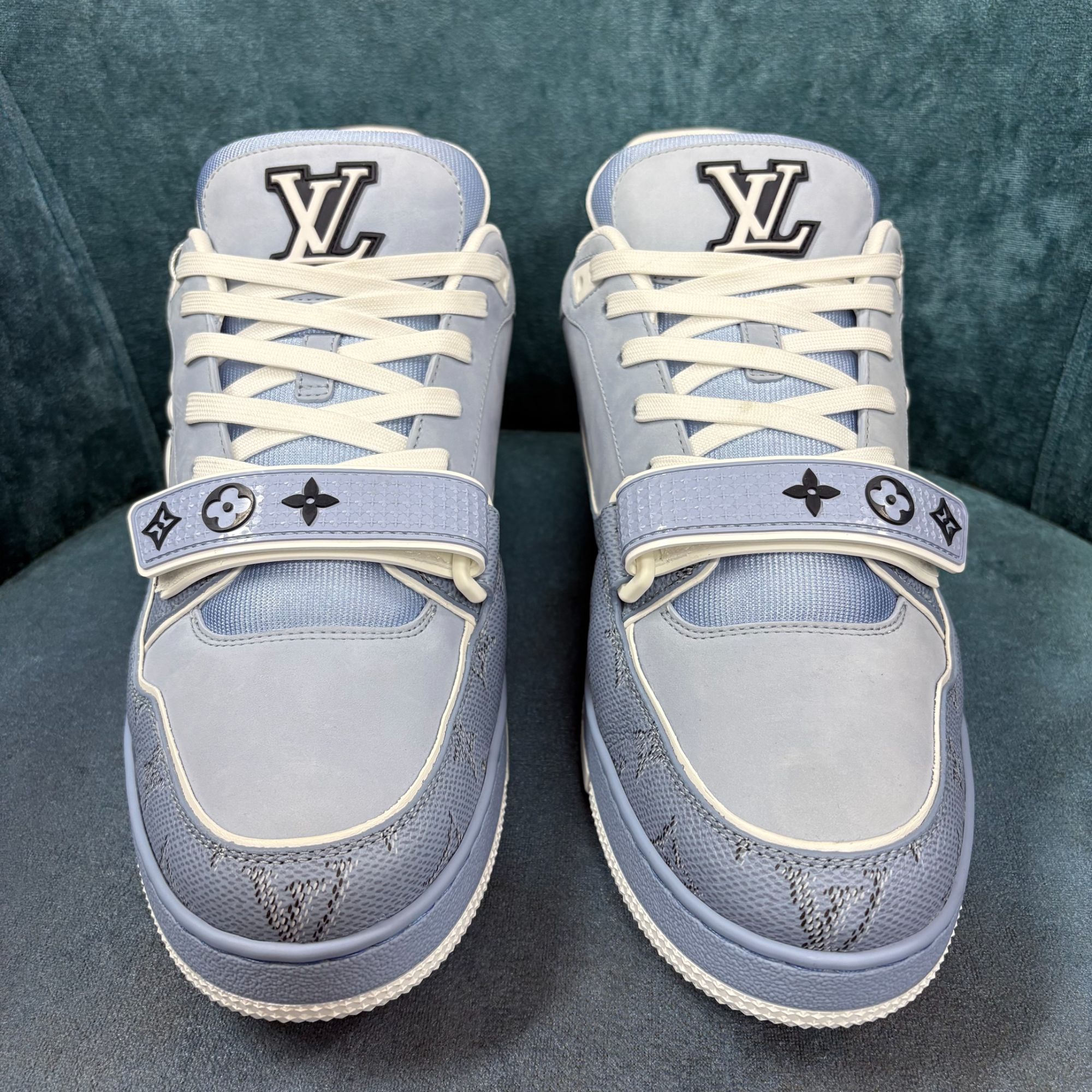 99新 LouisVuitton/路易威登 25年新款湖水蓝印花枫叶魔术贴奢鞋