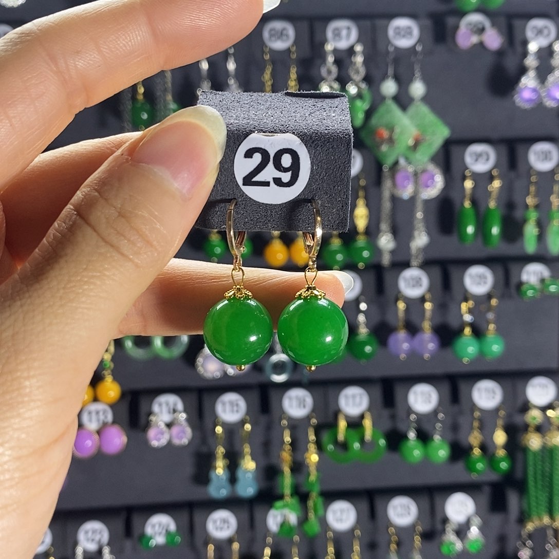 银S925镶嵌翡翠耳饰29