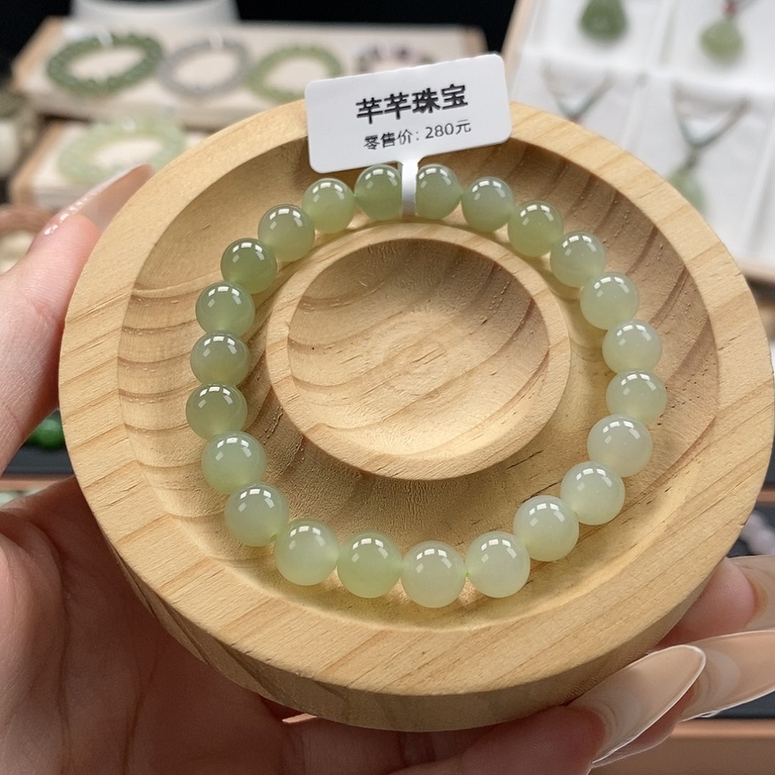 和田玉手链未镶嵌微瑕