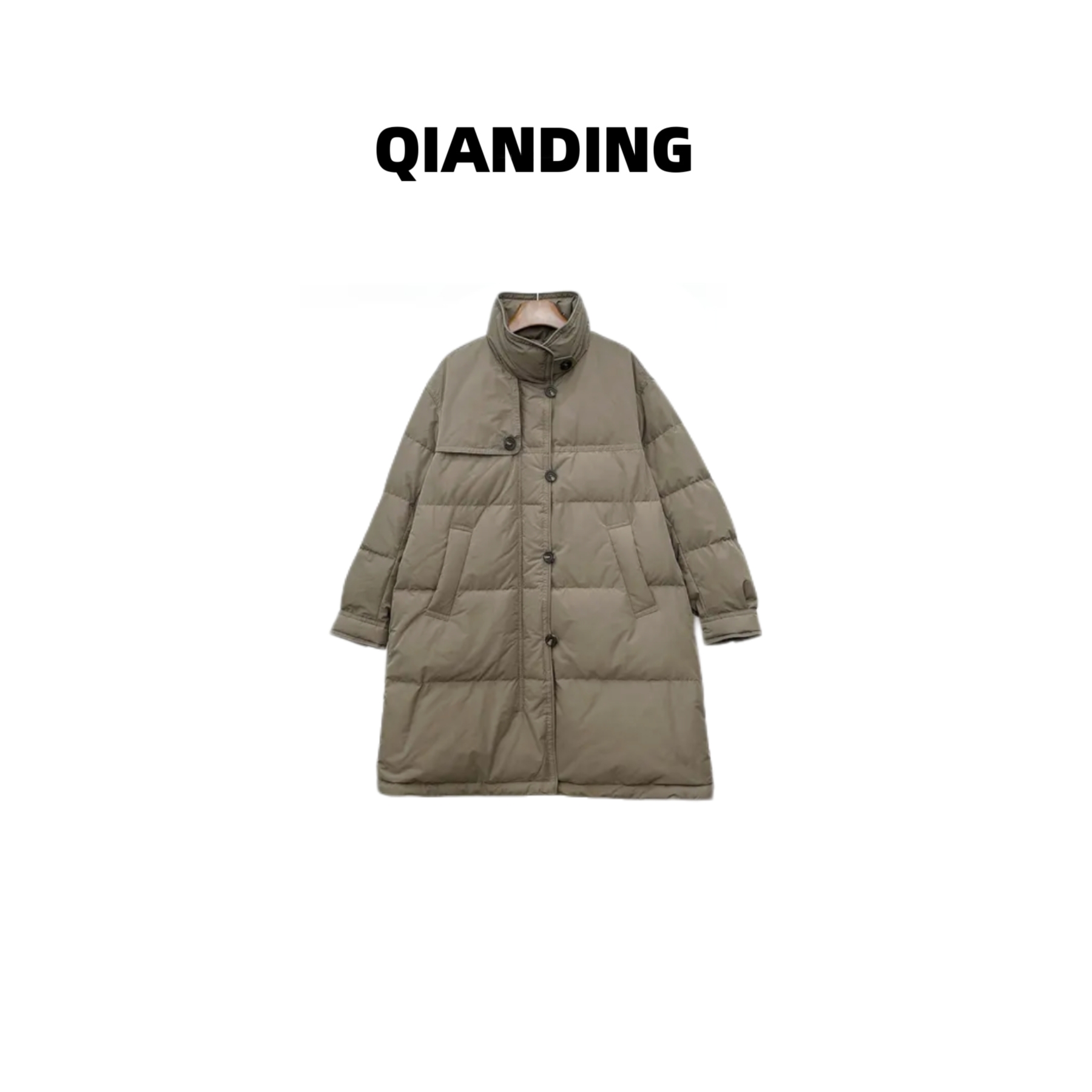 【QIANDING】“雪落”95白鸭绒简约中长羽绒服254059