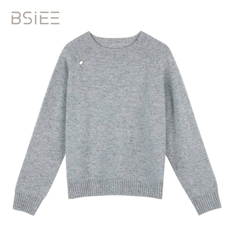 BSIEE/本涩长袖圆领针织点子纱圆领套衫