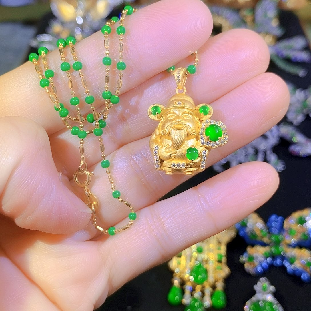 吊坠(不含链)银S925镶嵌翡翠