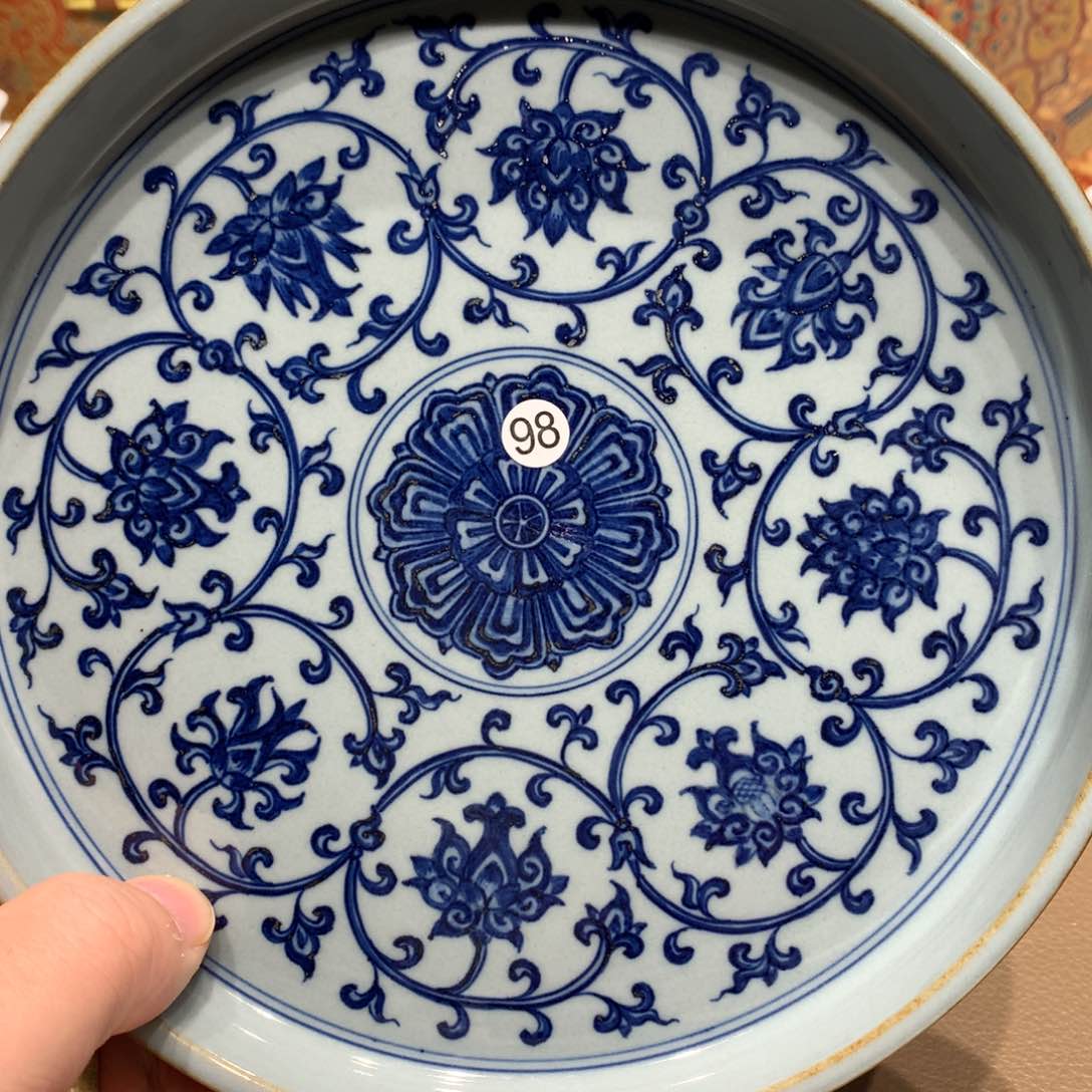 杯子啊*98青花老陶泥缠枝莲胡成