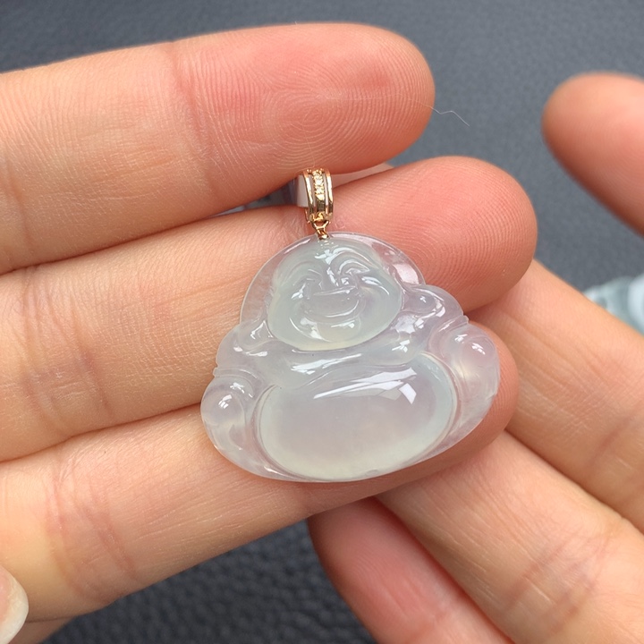 翡翠吊坠(不含链)18K金镶嵌