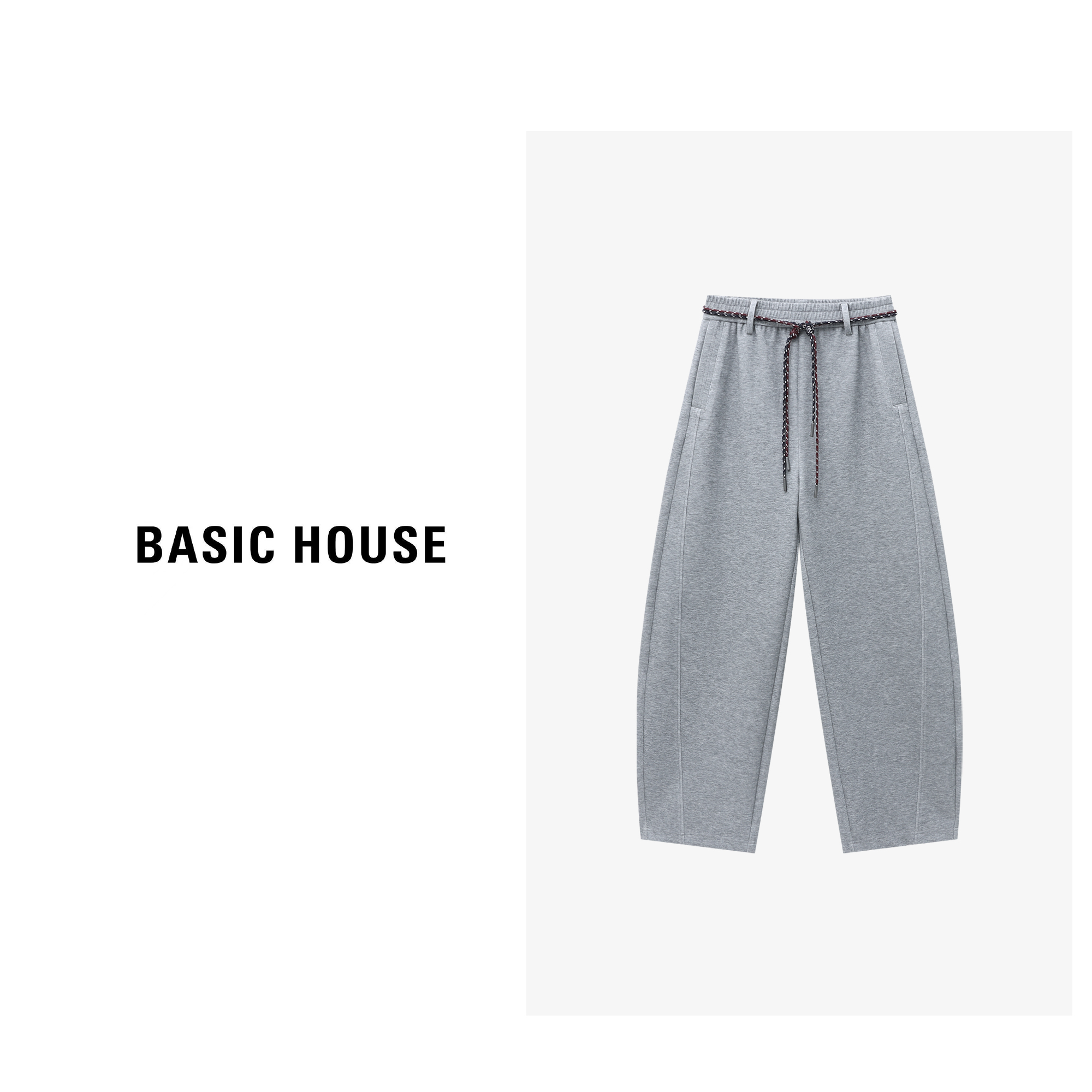 Basic House/百家好时尚百搭休闲女装卫裤针织长裤-B0625B5KKY2