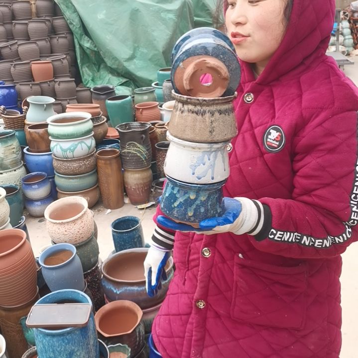 红陶口11高9瑕疵颜随机四个盆