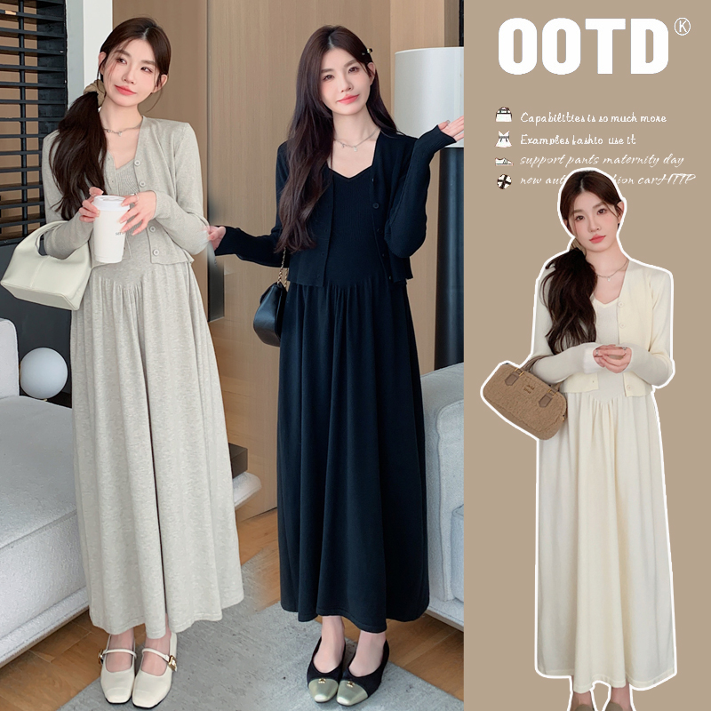 孕妇装春装时尚长袖碎花连衣裙2025新款孕妇裙春季休闲怀孕裙子