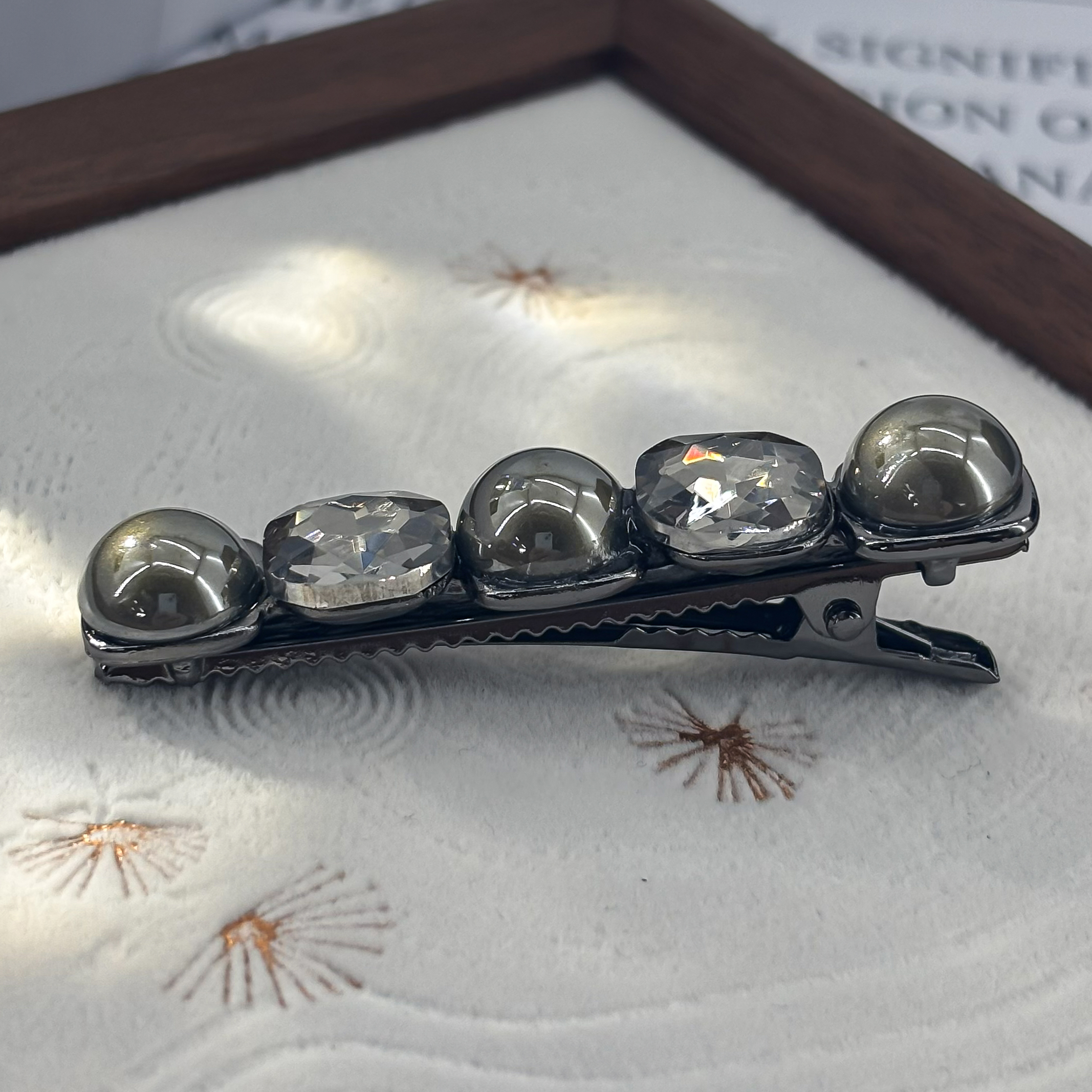 1009珍珠水晶压夹6CM