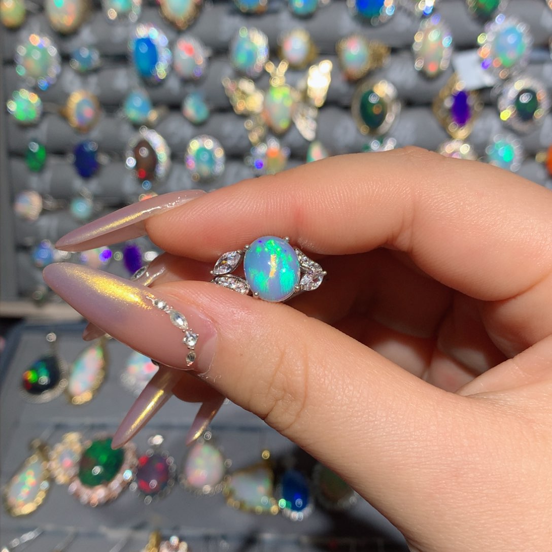 欧泊福利戒指t银S925镶嵌