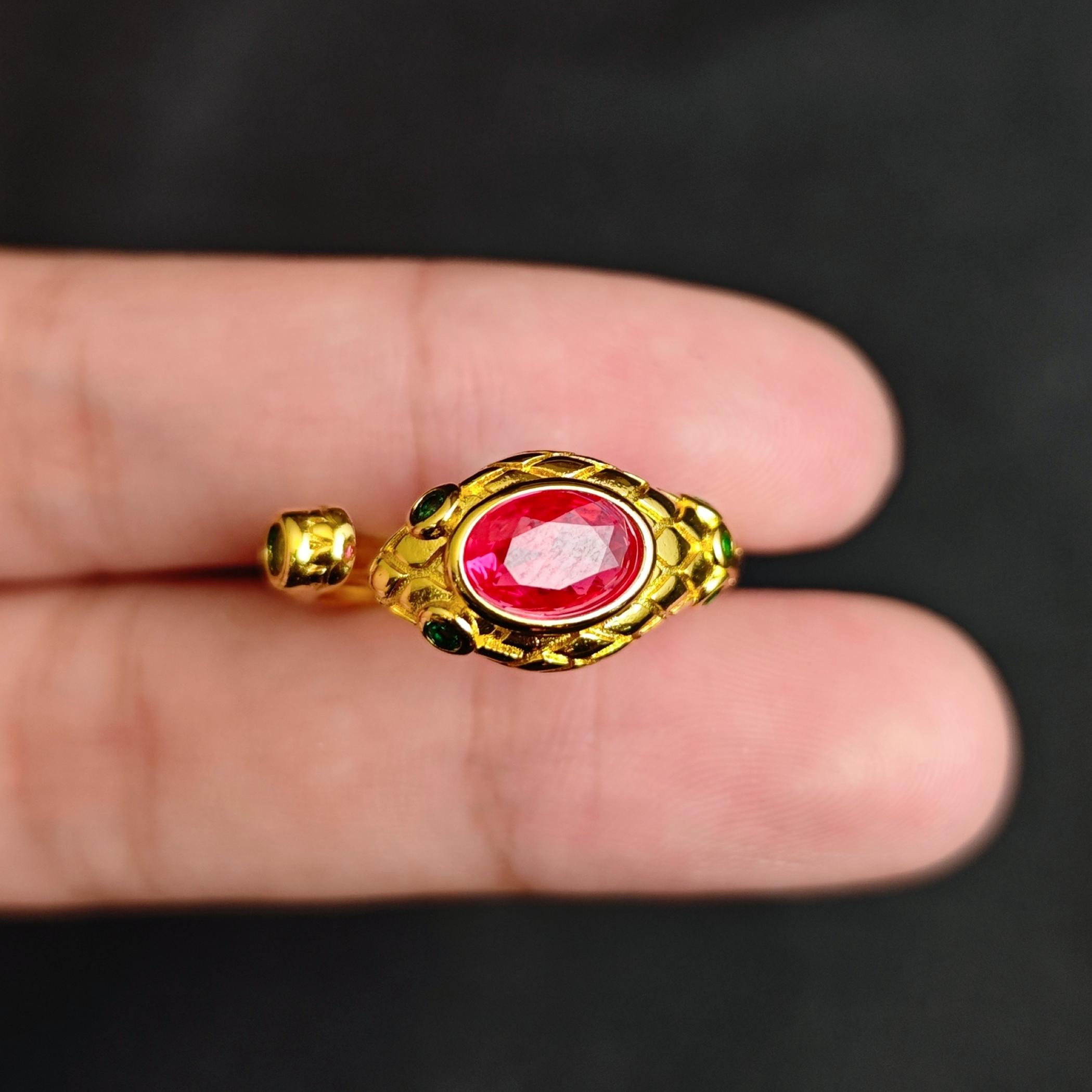 培育红宝石红宝石培育蛋面戒指C01-204赠礼盒(多样性发)