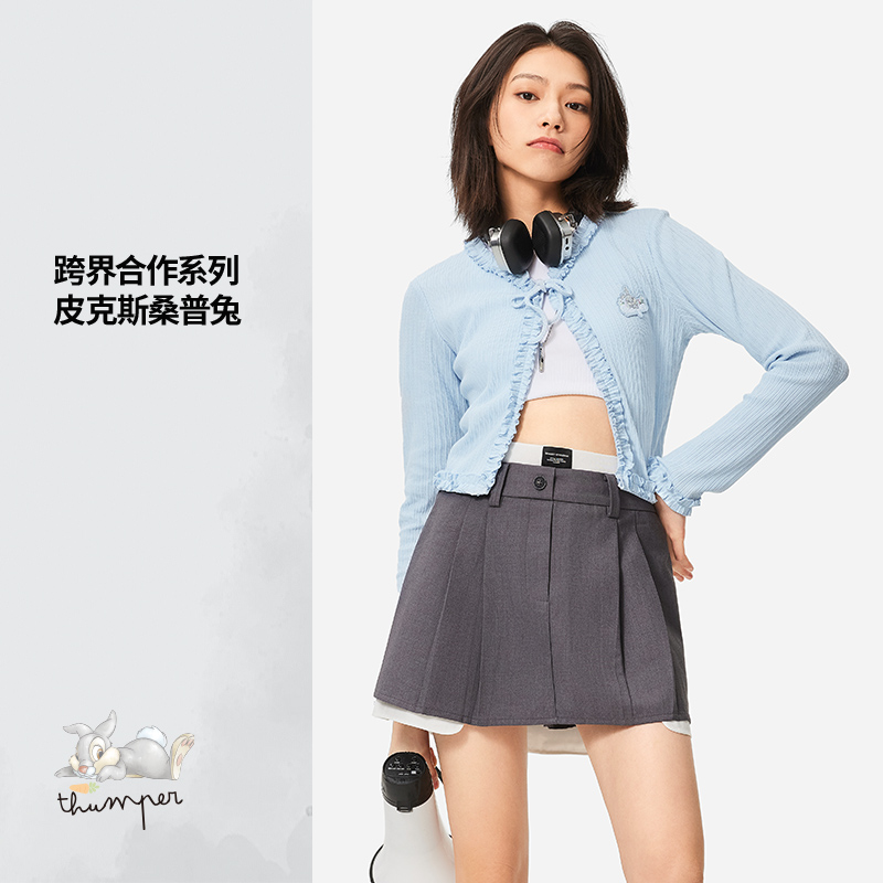 李宁 迪士尼普桑兔联名款女子运动休闲潮流针织开衫上衣 AWDU836