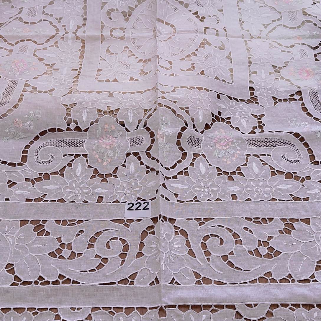 毛绒手工亚麻彩绣1.7方桌布222