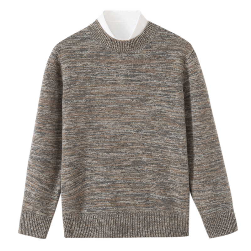 康赛妮花纱加厚100纯山羊绒半高领男士休闲打底衫520克