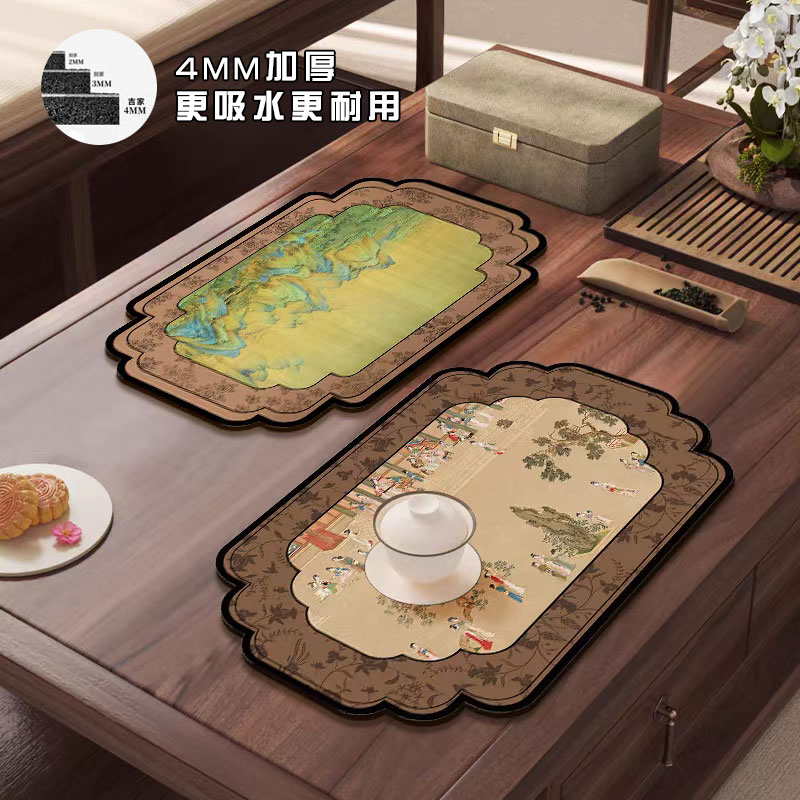 【拍一发二】新中式硅藻泥沥水垫隔热垫子速干吸水防滑加厚家用餐垫