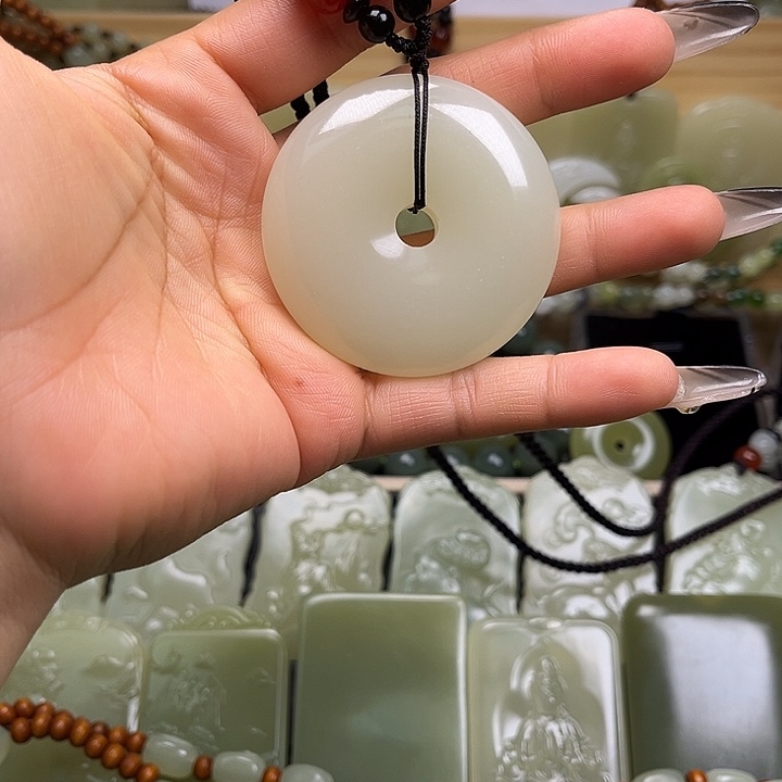 天然玉石镯心料平安扣50mm