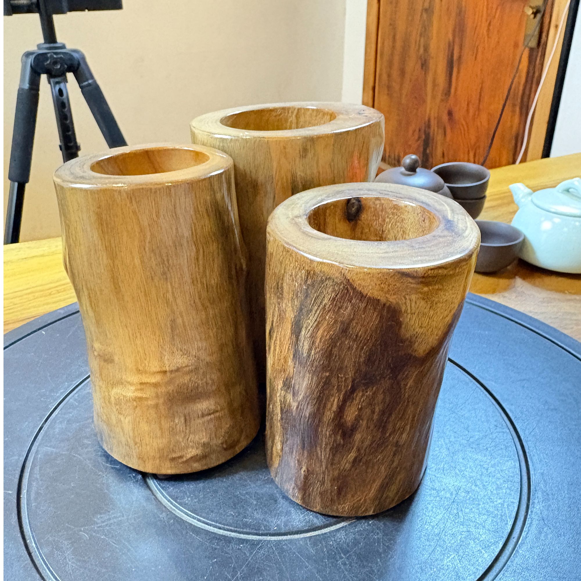 纯天然创意简约手工金丝楠小叶桢楠毛笔文具笔筒办公桌收纳摆件