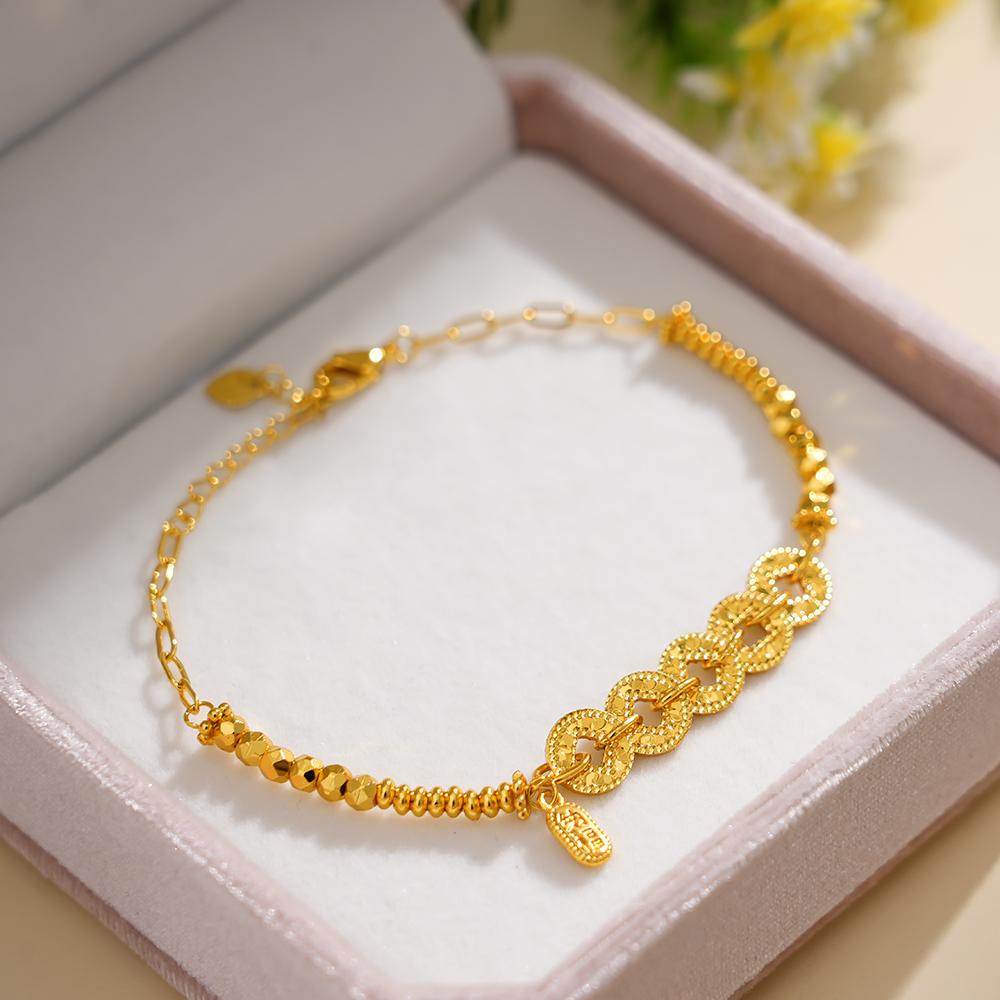 铜合金手链 碎碎冰五帝钱时尚手链手串