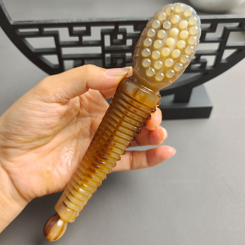 精品牛角按摩梳大号莲蓬拨筋点按刷脸面部按摩经络刷牛角莲蓬梳子