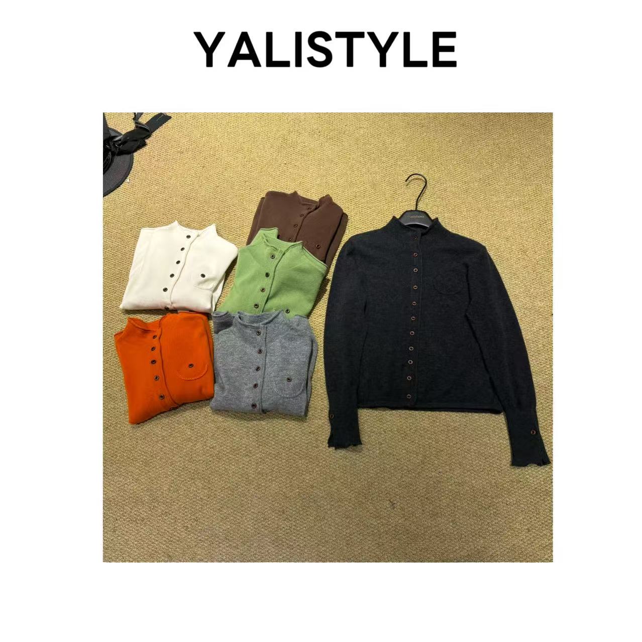 YL STUDIO 欧货时尚立领单排扣针织开衫-8623