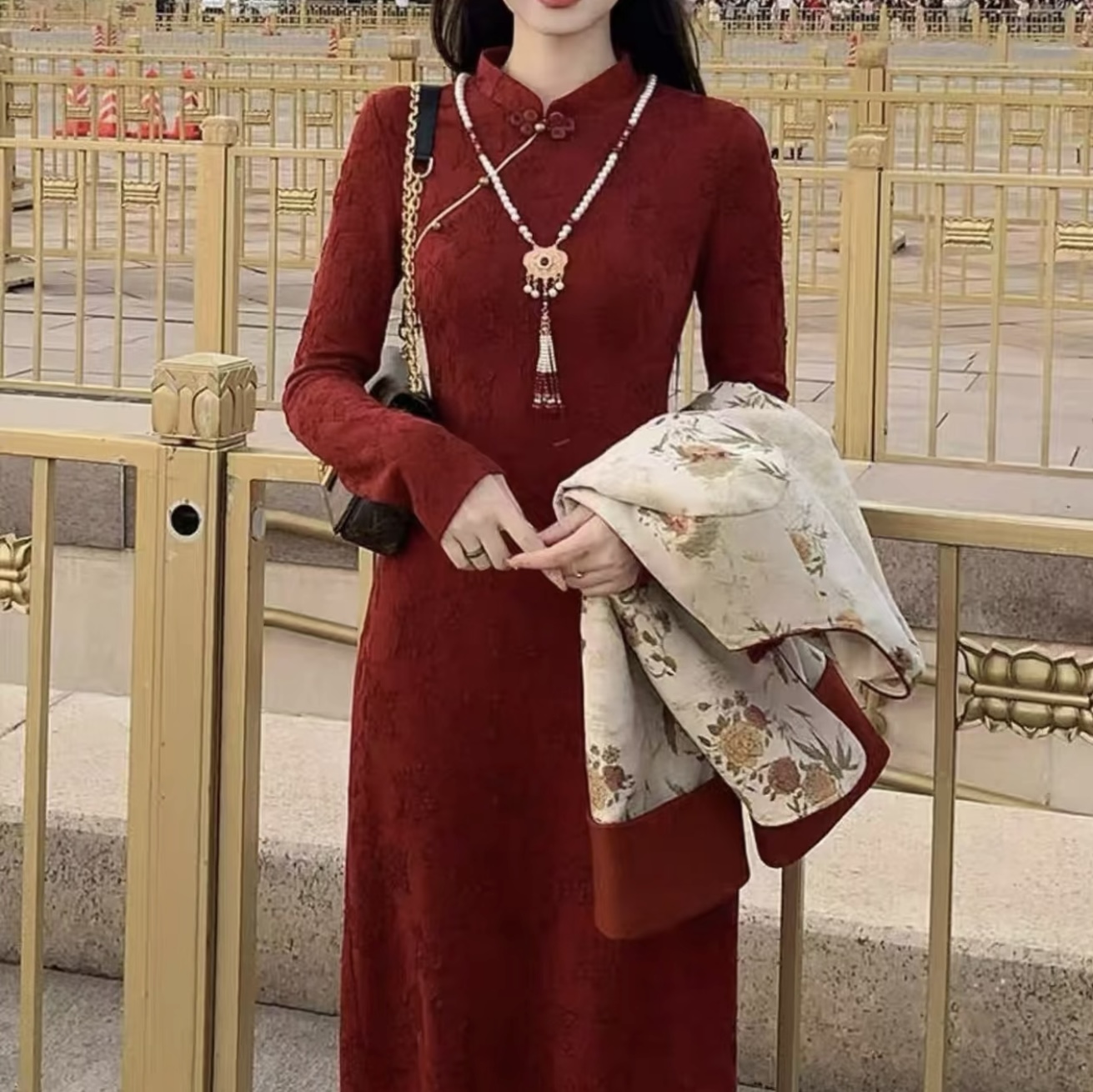 【山禾悦】300斤特大码胖mm显瘦遮肉秋冬款国风高腰改良旗袍